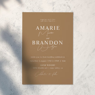 Modern and Minimal Earth Tone Wedding Invitation
