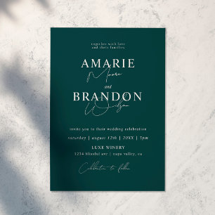 Modern and Minimal Emerald Green Wedding Invitation