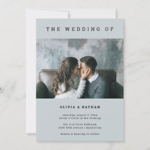 Modern and Minimal Grey   One Photo Wedding Invitation