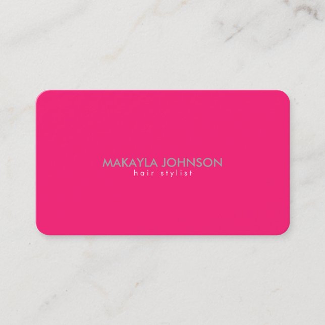 Modern and Minimal Hot Pink Hair Stylist Appointment Card (Front)