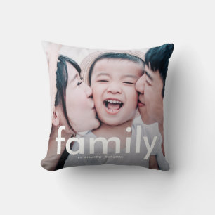 Modern and Minimal Photo with Family Typography Th Cushion