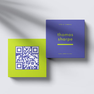 Modern and Minimal QR Code Backer Square Business Card