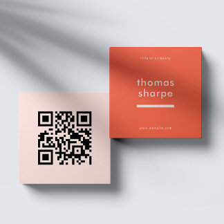 Modern and Minimal QR Code Backer Square Business Card