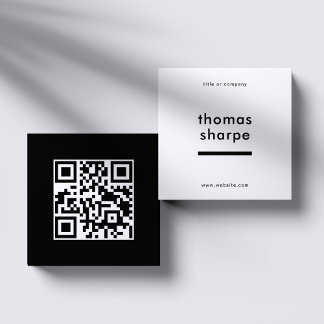 Modern and Minimal QR Code Backer Square Business Card