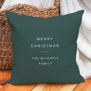 Modern and Minimal Typography   Green Christmas Cushion