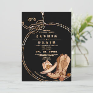 Modern and Minimal Western Cowboy Boots Wedding Invitation