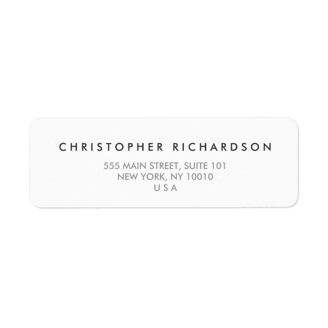 MODERN and MINIMAL White Address Label (Front)