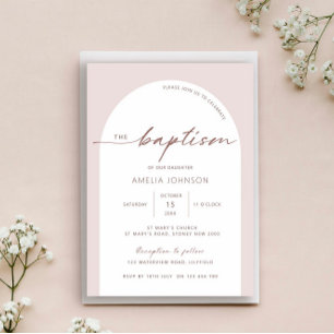 Modern and minimalist arch baptism invitation