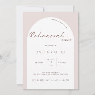 Modern and minimalist arch rehearsal dinner invita invitation