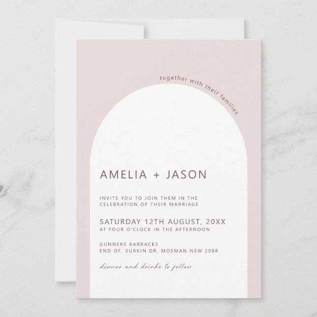 Modern and minimalist arch wedding invitation (Front)