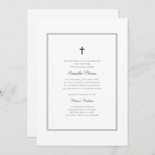 Modern and Minimalist Baptism Invitation (Front/Back)
