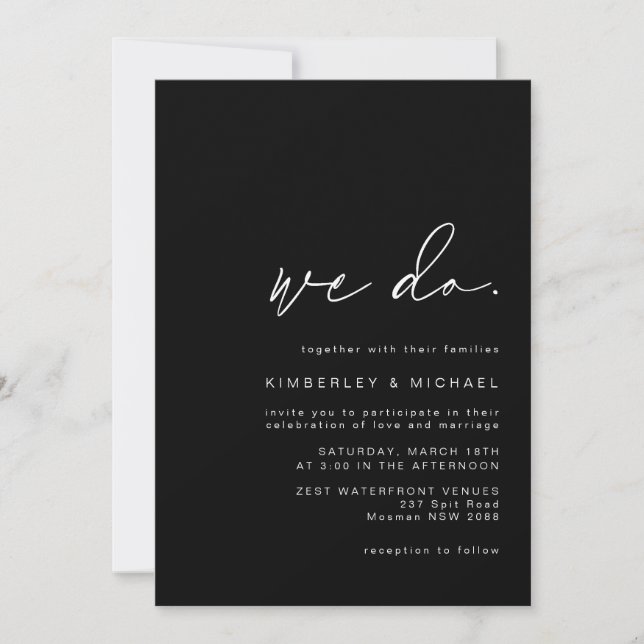 Modern and minimalist black and white invitation (Front)