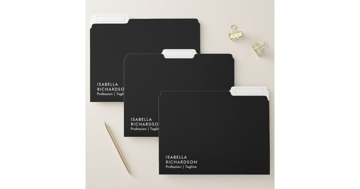 Modern And Minimalist  Black File Folder  Zazzle co uk
