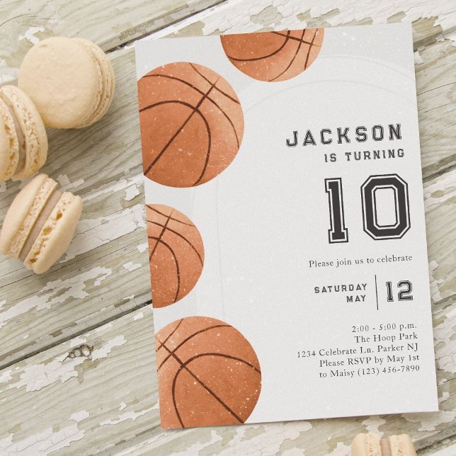 Modern and Minimalist Boy's Basketball Birthday Invitation (Creator Uploaded)