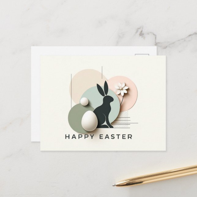 modern and minimalist Easter postcard (Front/Back In Situ)