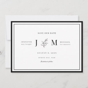 Modern and minimalist foliage save the date invitation
