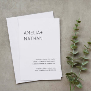 Modern and minimalist names wedding invitation