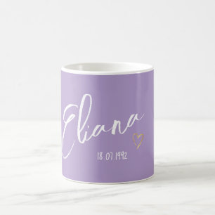 Modern and Minimalist Personalized Purple Name Coffee Mug