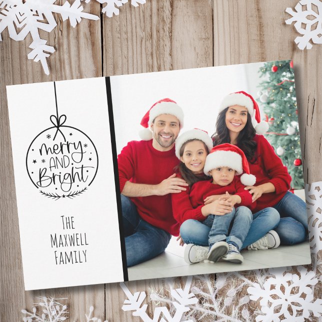 Modern And Minimalist Photo Merry Bright Christmas Holiday Card (Modern And Minimalist Photo Merry Bright Christmas Holiday Card)