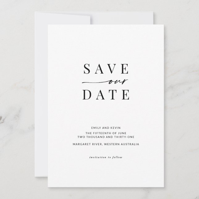 Modern and minimalist square save the date invitat invitation (Front)
