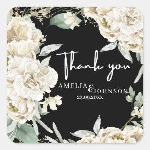 Modern and Minimalist Thank you favour Wedding Square Sticker