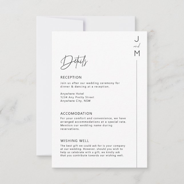 Modern and minimalist typography details card (Front)
