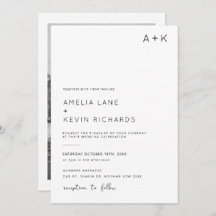 Modern and minimalist typography photo wedding invitation