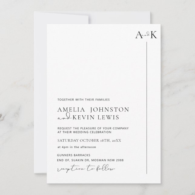 Modern and minimalist typography wedding invitatio invitation (Front)