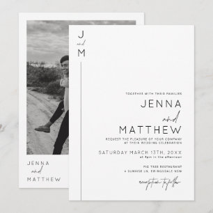 Modern and minimalist typography wedding invitatio invitation