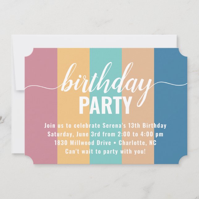Modern and Muted Colour Swatch Birthday Invitation (Front)