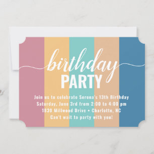 Modern and Muted Colour Swatch Birthday Invitation