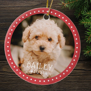 Modern and Playful Dots Pet Dog Puppy Paw Photo Ceramic Tree Decoration