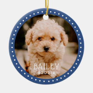 Modern and Playful Dots Pet Dog Puppy Paw Photo Ceramic Tree Decoration