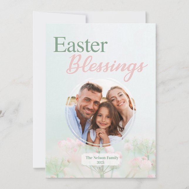 Modern and Pretty Easter Blessings Photo Card (Front)