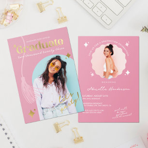 Modern and Retro Pink Sparkle Graduation