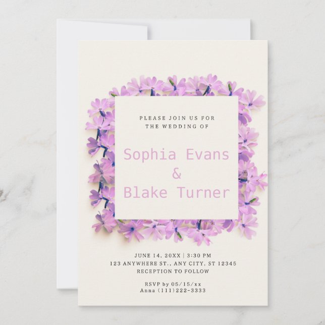Modern and Rustic Delicate Pink Floral Wedding Invitation (Front)