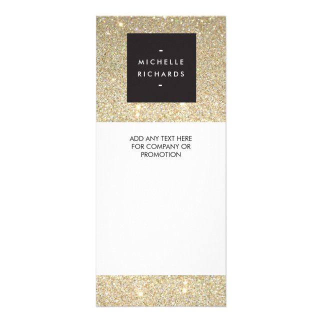 MODERN and SIMPLE BLACK BOX on GOLD GLITTER Rack Card (Front)