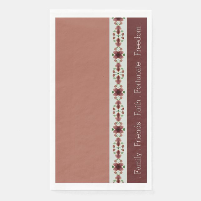 Modern And Simple Brown Floral Napkin (Front)