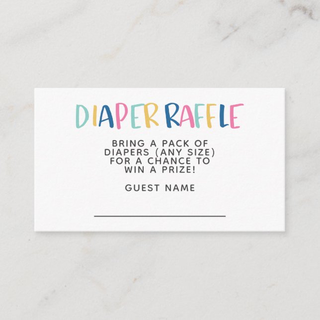 Modern and Simple Hope Rainbow Diaper Raffle Enclosure Card (Front)
