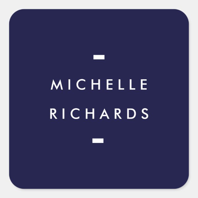 Modern and Simple Navy Blue Square Sticker (Front)