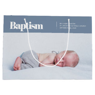 Modern and Simple Photo Baptismal Large Gift Bag