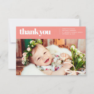 Modern and Simple Photo Baptismal Thank You Card