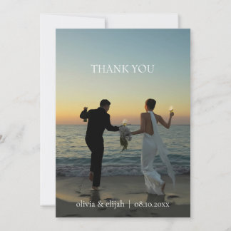 Modern and Simple Photo Wedding Thank You Card