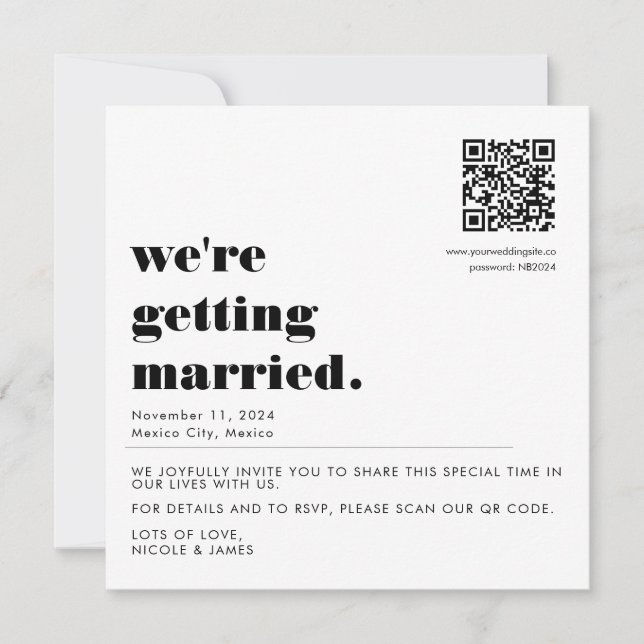 Modern and Simple QR Code Wedding Invitation (Front)