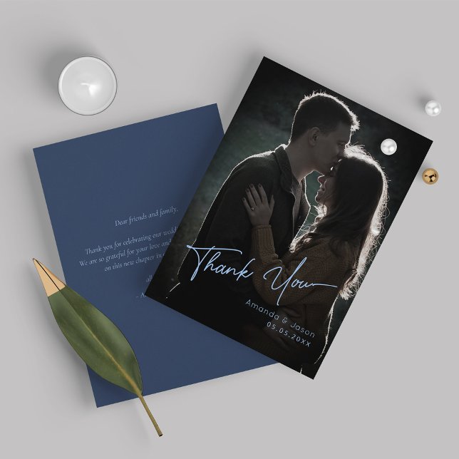 Modern and Simple Script Photo Wedding Thank You  (Creator Uploaded)