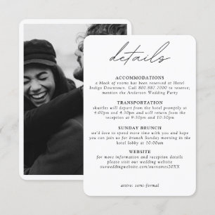 Modern and Simple Small Vertical Wedding Details Enclosure Card