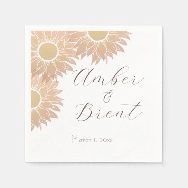 Modern and Simple Sunflower Wedding Cocktail Napki Napkin (Front)