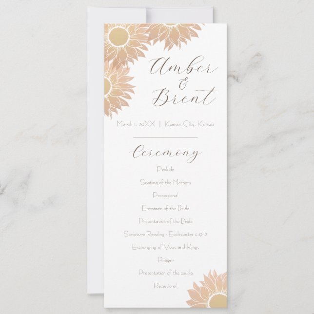 Modern and Simple Sunflower Wedding Program Save The Date (Front)
