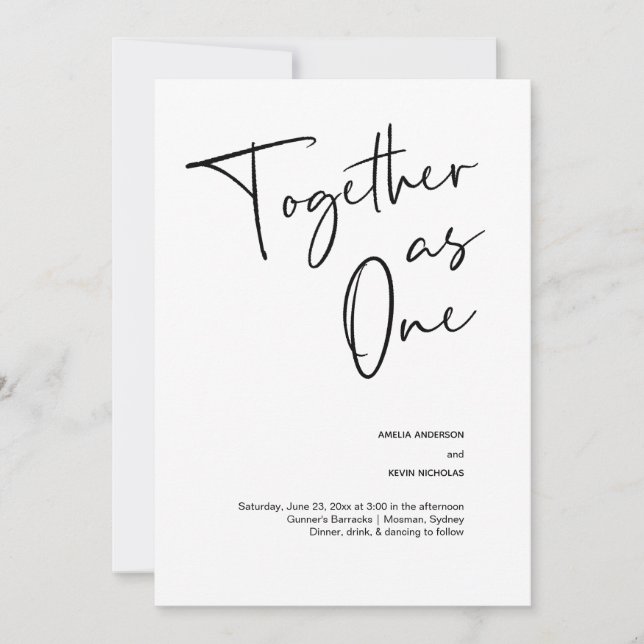 Modern and simple together as one wedding invitation (Front)