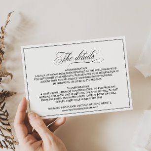 Modern and Simple Wedding Details Insert Card